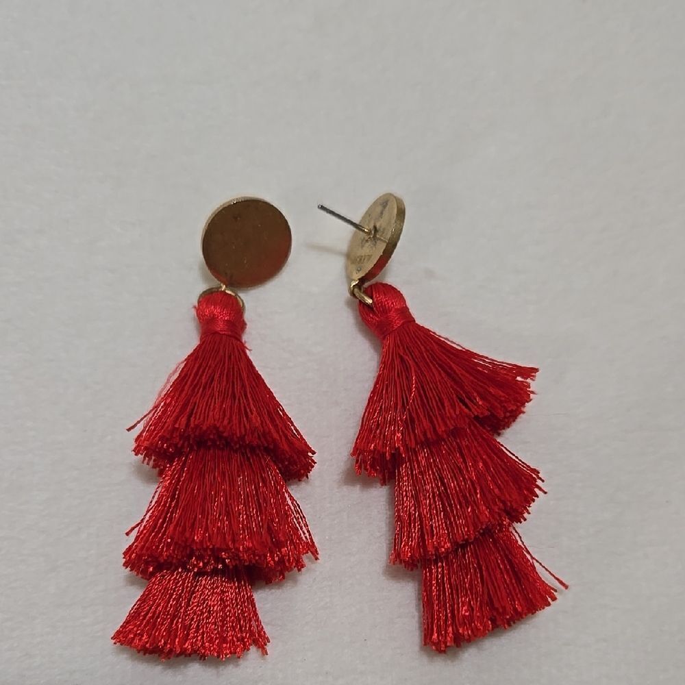J.Crew Red Tassel Earrings